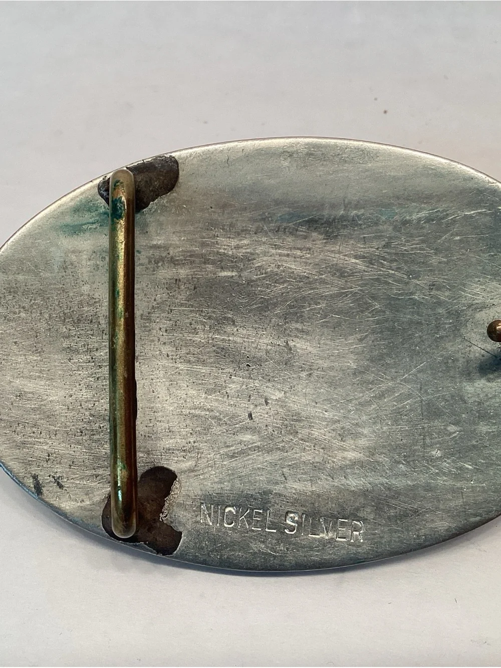 Vintage American Registered Quarter Horse Nickel Silver Horse Belt Buckle Brass